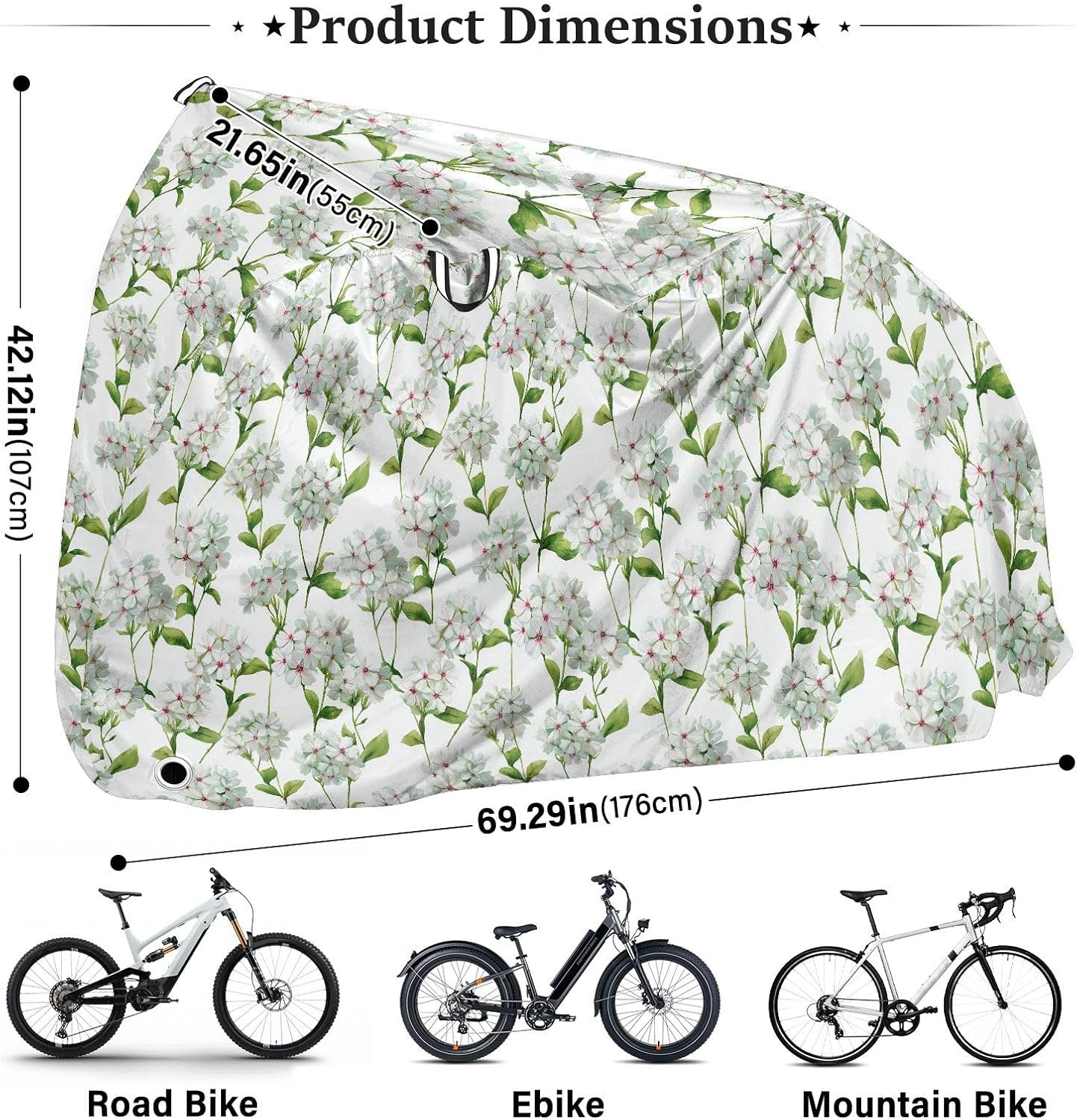 Breath Watercolor White Outdoor Bike Cover Uv Resistant Motorcycle Cover Bikes Storage