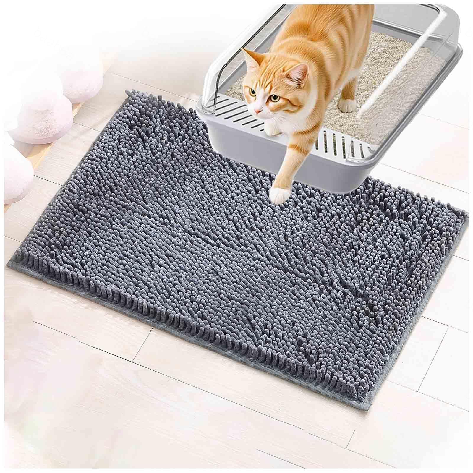 Tapete Para Arenero Gato 60x150cm, Alfombrilla Gato Arenero Suave En Las Patas de Gatito Tapete Gato Fácil de Limpiar