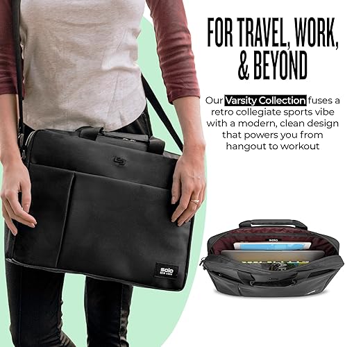 Miniatura 4 de Solo New York Maletín  Bolsa de transporte para laptop para mujeres y hombres, breve para viajes y trabajo, bolsillo interno para tableta, correa de