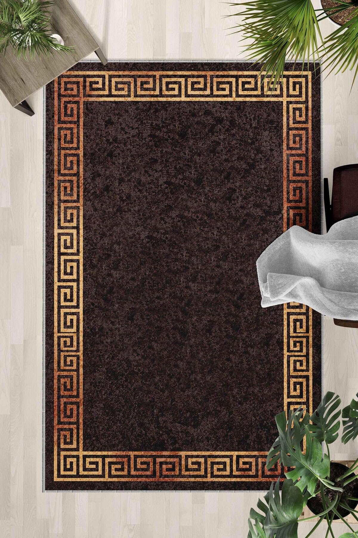 Monnhein Çok Renkli Halı 0024 - Yıkanabilir, Kaymaz Taban, Dijital Baskılı, Leke Tutmaz, İnce Hav, Modern Salon, Oturma Odası, Yatak Odası ve Mutfak için Dekoratif Halı