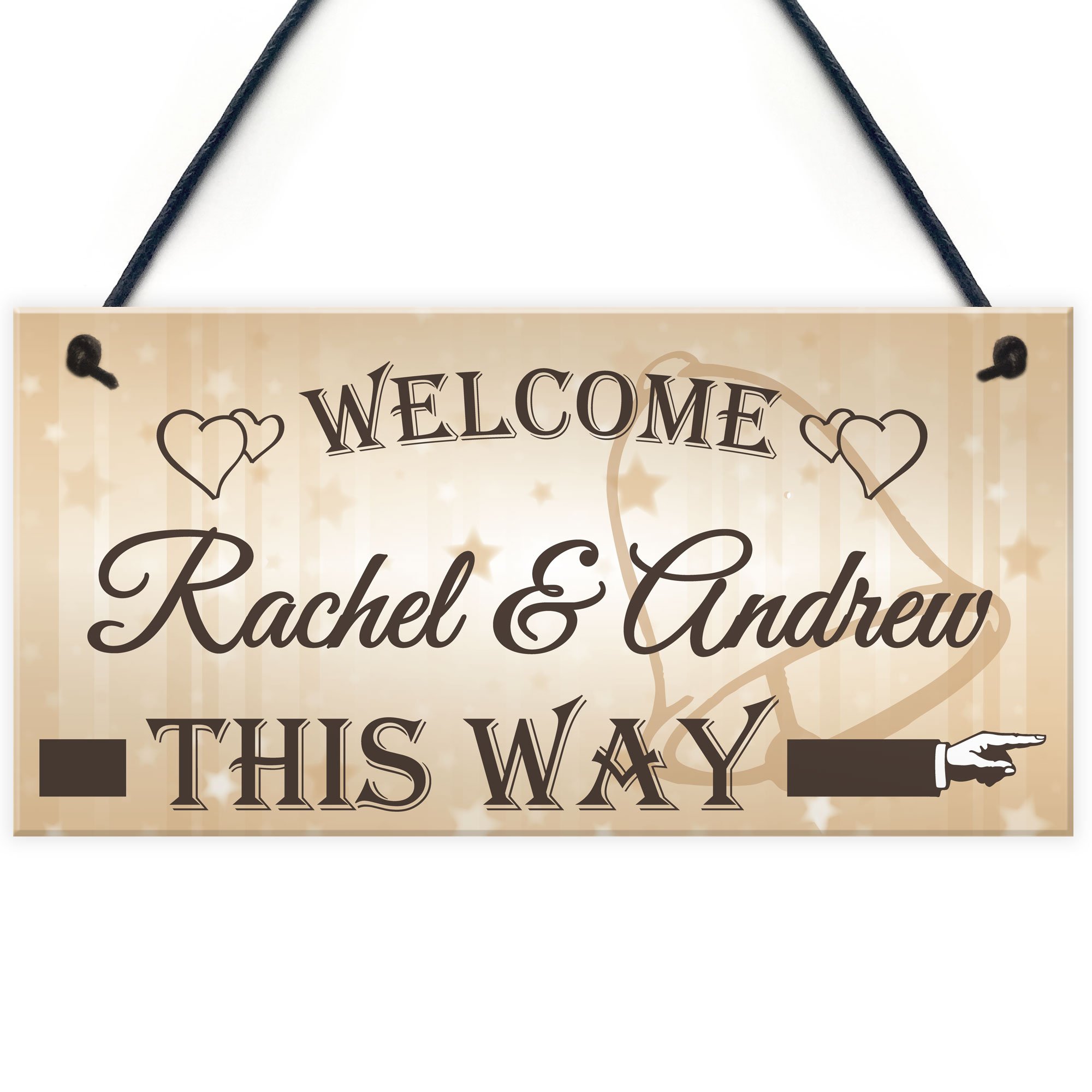 Red Ocean Personalised Welcome This Way Wedding Welcome Sign For Bride & Groom Reception Party