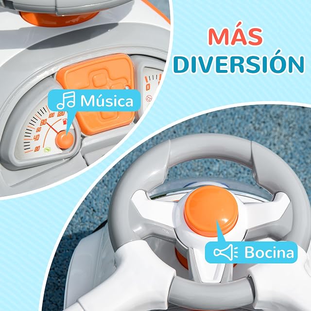 Foto 6 de 8 de AIYAPLAY Coche Correpasillos 3 en 1 para Niños 12-36 Meses Robot Blanco
