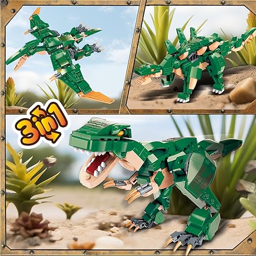 Miniatura 3 de 3 in1 Dinosaurs Building Blocks Toys for Kids Age 6-10 Year Old, Educational Building Sets Best Gifts for Boy 6-10 (Green)