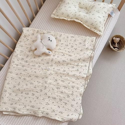 Vista 123 de BuLuTu Mantas de muselina para bebés, niños y niñas, 100% algodón, manta reversible para bebé, manta para cuna, suave, transpirable