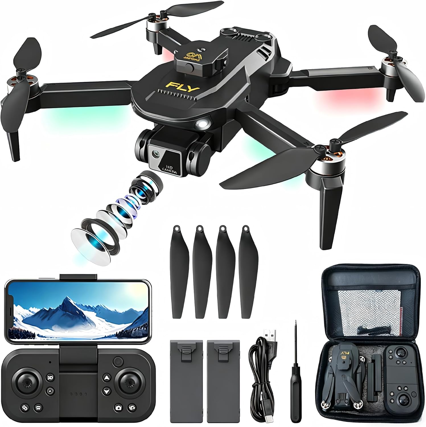 Drone with 1080P HD Camera for Beginners, Foldable Mini Drone with One Key Take Off/Land & Gesture Control & Intelligent Obstacle Avoidance & 3D Flip & Follow Me, 2 Batteries, Easier to Use