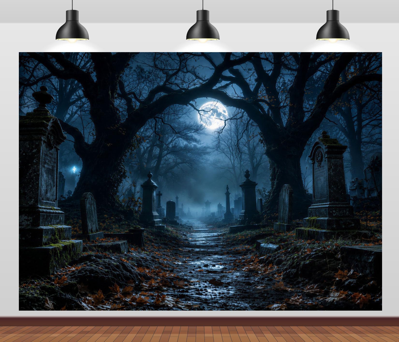 10x6.5FT (3x2m) Strada Cimitero Chiaro Luna Sfondo Fotografico