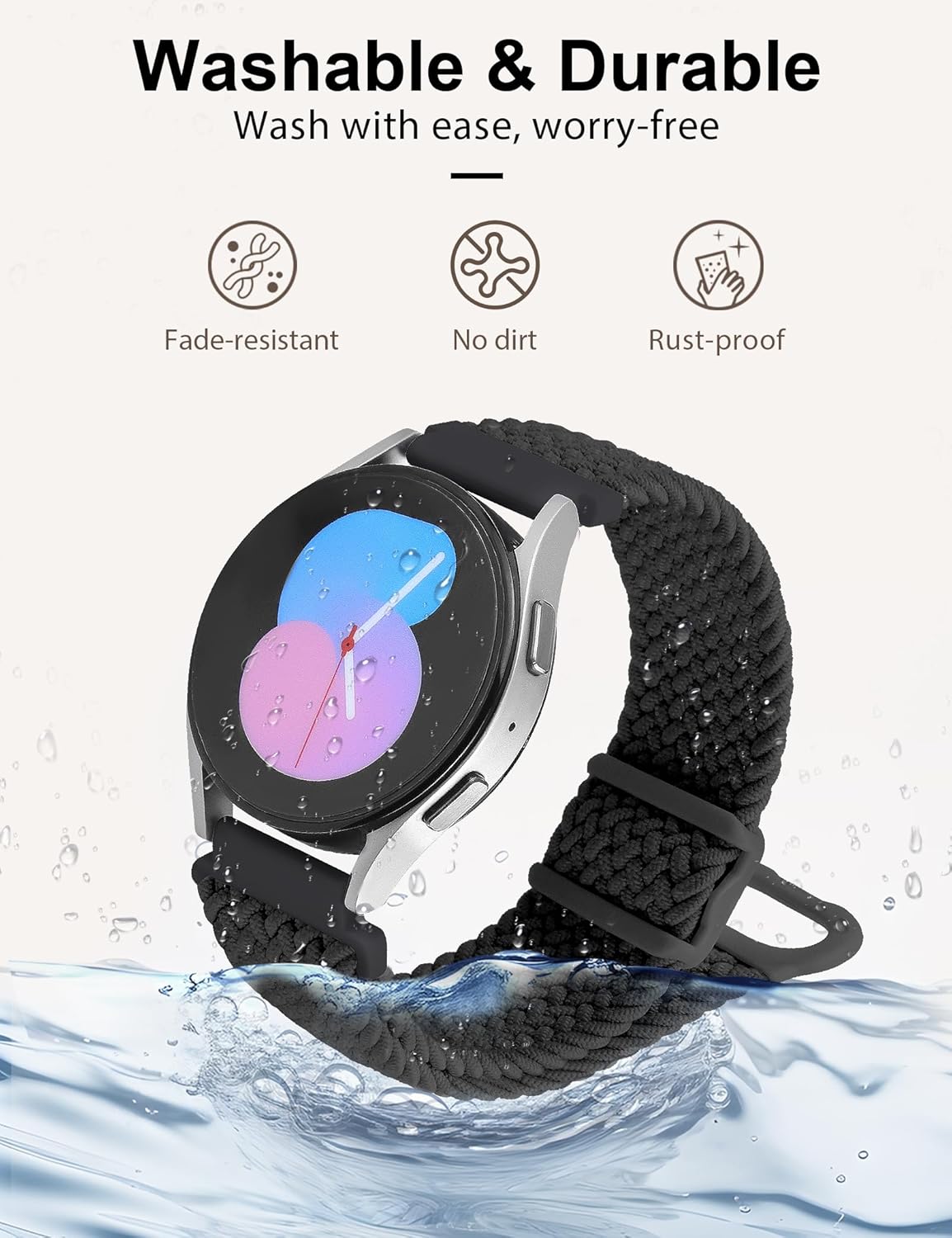 JR.DM 20mm Braided Sport Loop Band Boho Beaded Handmade Braided Bracelet Bundle Compatible for Samsung Galaxy Watch 7 6 4 5 FE 40mm 44mm/Watch 6 4 Classic 47mm 43mm 42mm 46mm/Watch 5 Pro 45mm