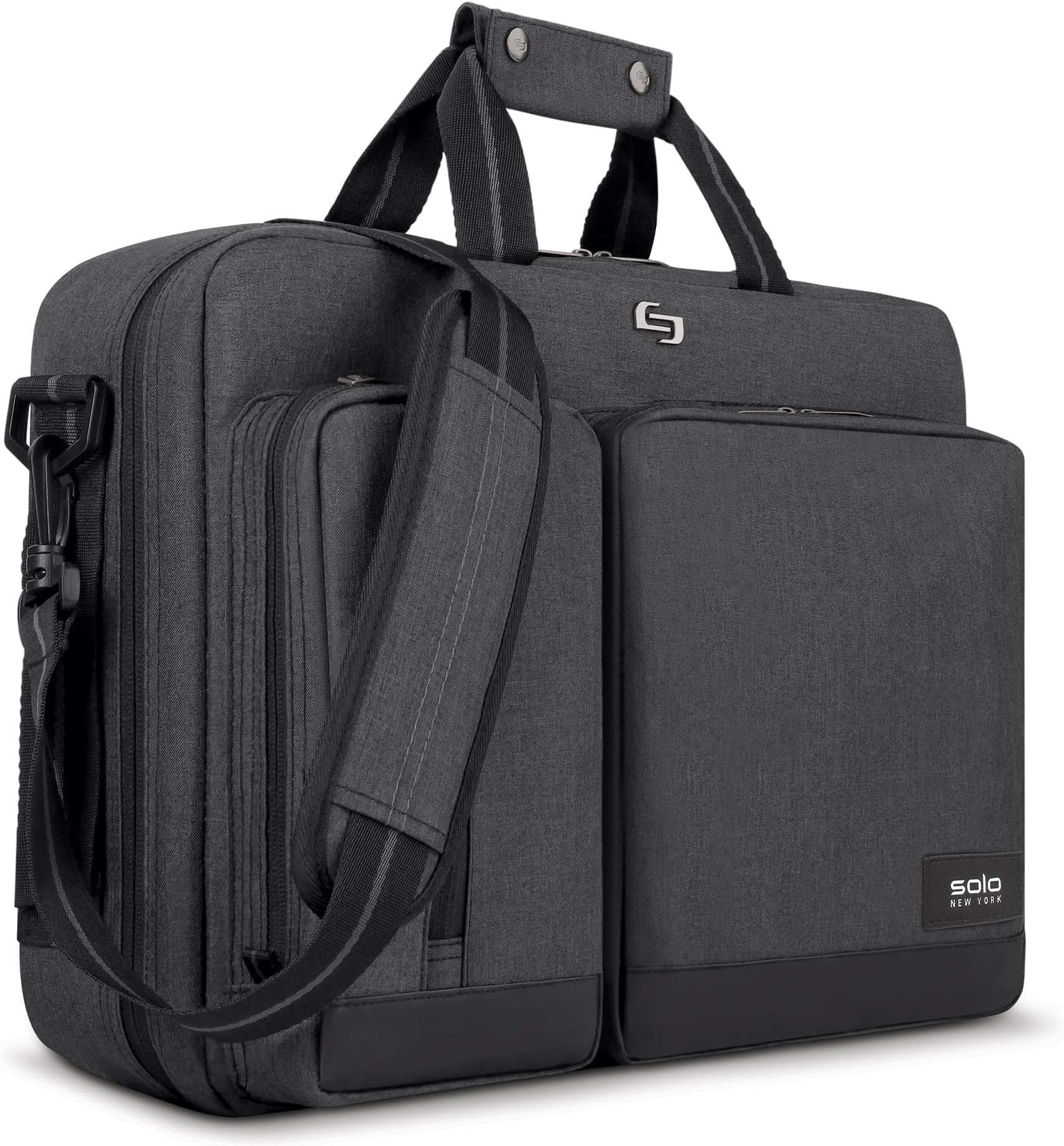 Solo New York Hybrid Briefcase Backpack - 15.6" Laptop Carrying Bag for Women & Men, Brief for Travel & Work - Duane, Gray