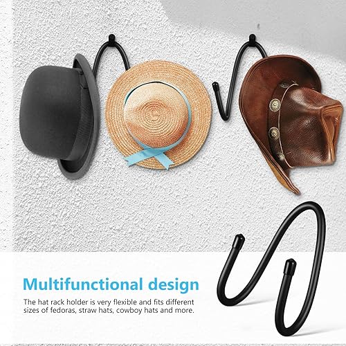 Miniatura 9 de Perchero de pared para sombreros, 2 ganchos para sombreros, organizador de sombreros de pared, organizador de sombreros, sombreros, montaje en pared