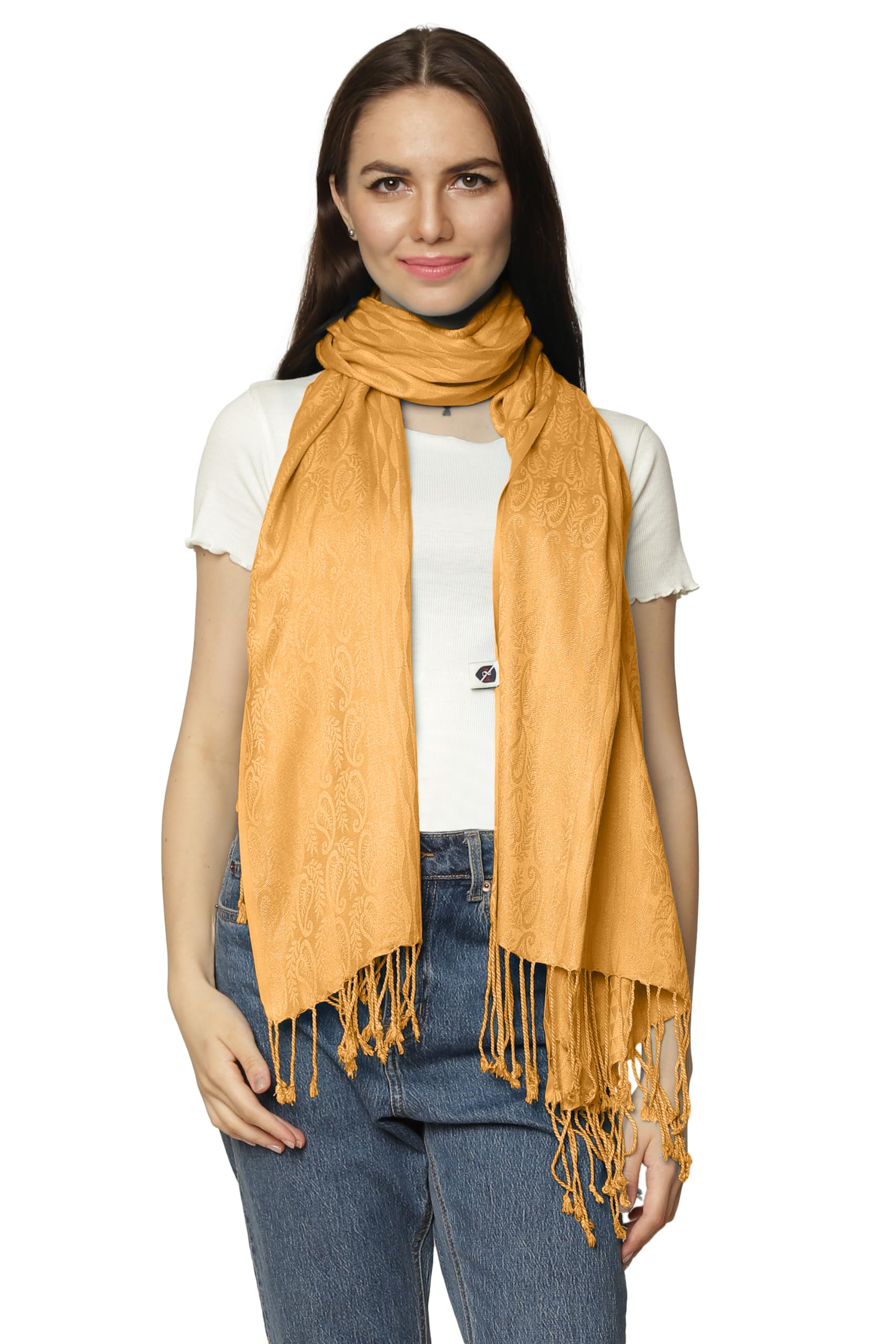Allen & Mate Women's Zg. Mustard Soft Scarves Pashmina Shawls And Wraps For Wedding Scarfs Handcrafted For Winter (Mustard)