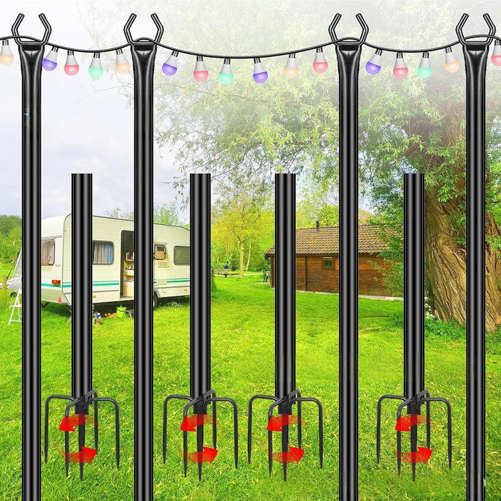 Schnürpfel,Stütze Für Gartenlampen | Wetterfeste Außenstützen Balkon Terrasse Einfahrt Rasen