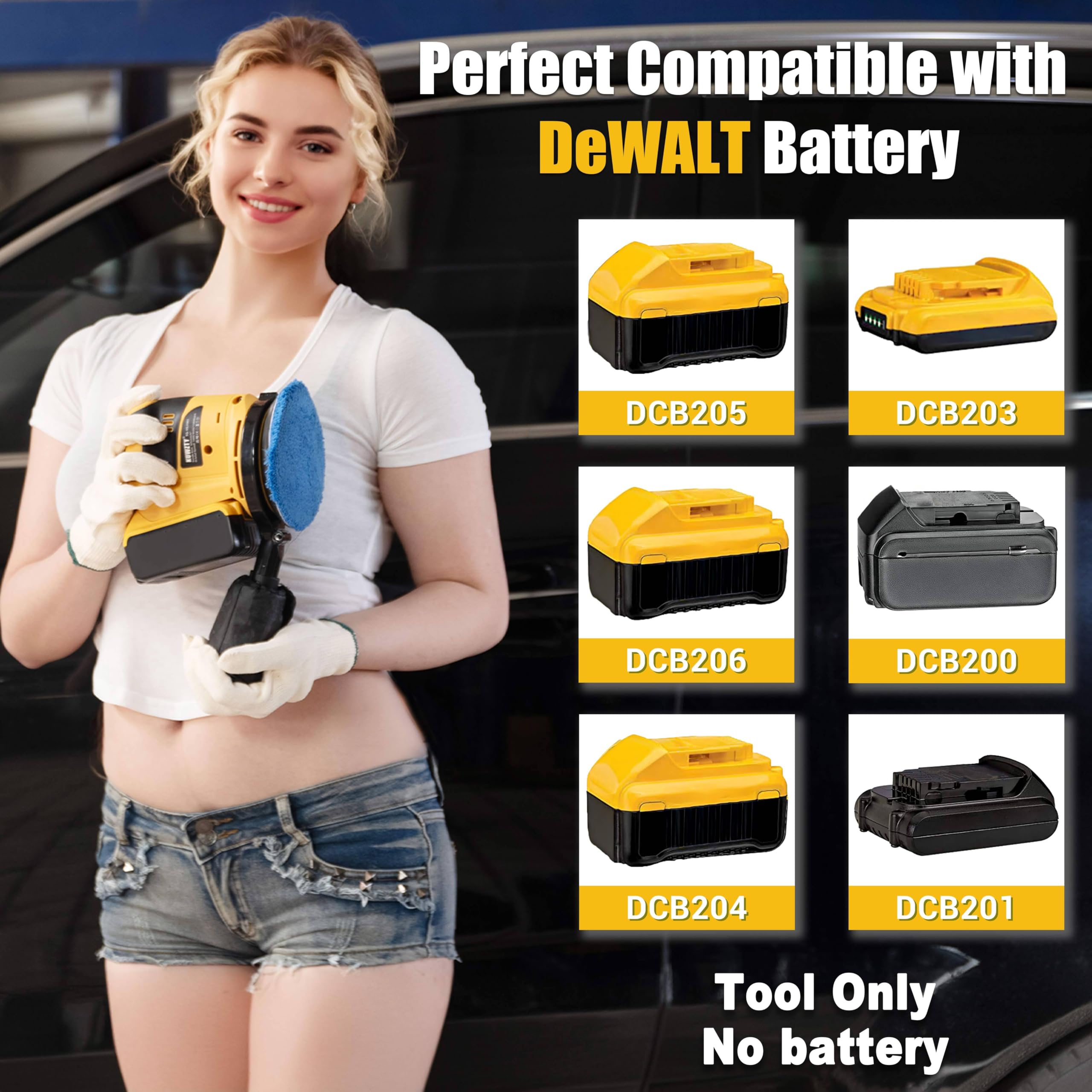 KUWZTY Random Orbit Sander for DEWALT 20v Battery, 5-Inch Variable Speed Orbital Hand Sander with Dust Collector for Sanding and Polishing (Tool Only,No Battery)