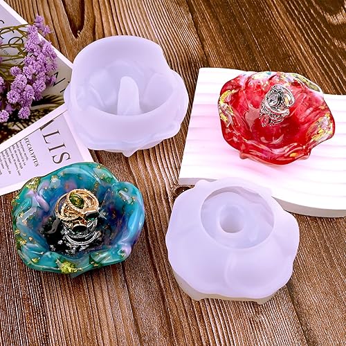 Miniatura 5 de Actvty Molde de resina para soporte de anillo, 2 moldes de silicona para resina epoxi, moldes de resina de silicona para soporte de joyas,