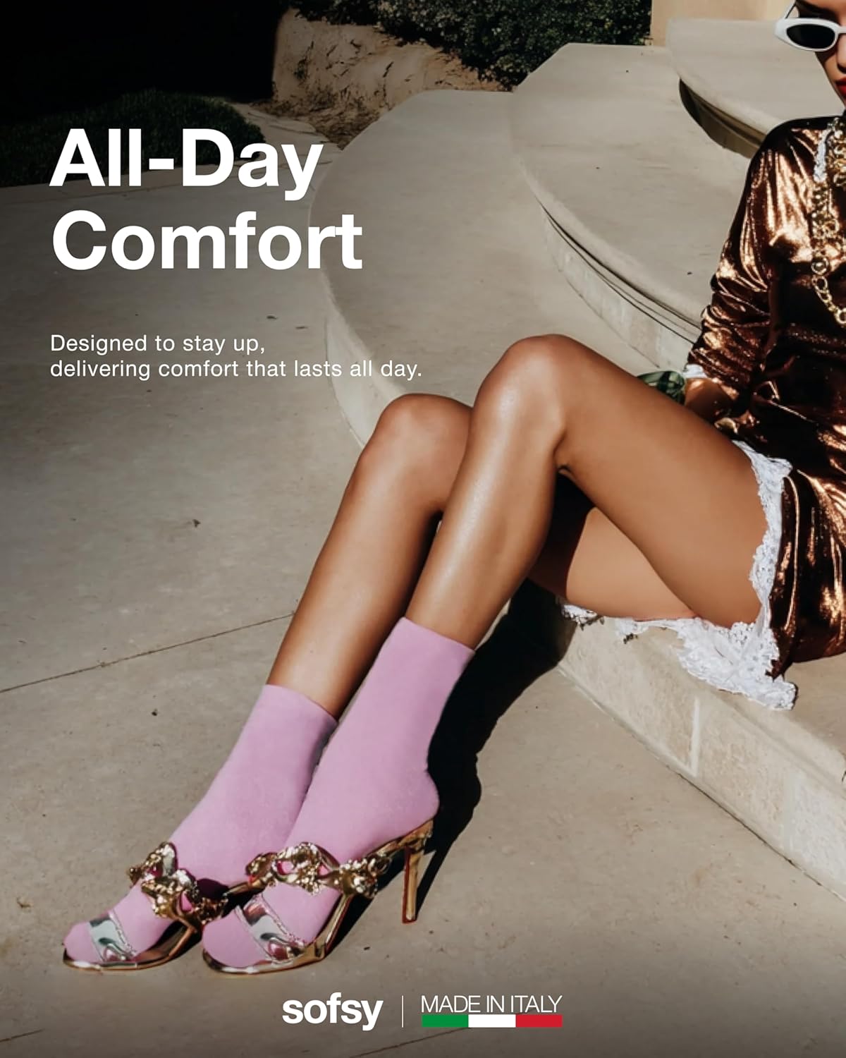 sofsy Italian High-Fashioned Ankle Socks - 40 Den Semi Sheer Nylon Stockings for Women | Durable, Soft, Low-Cut Design - Image 3