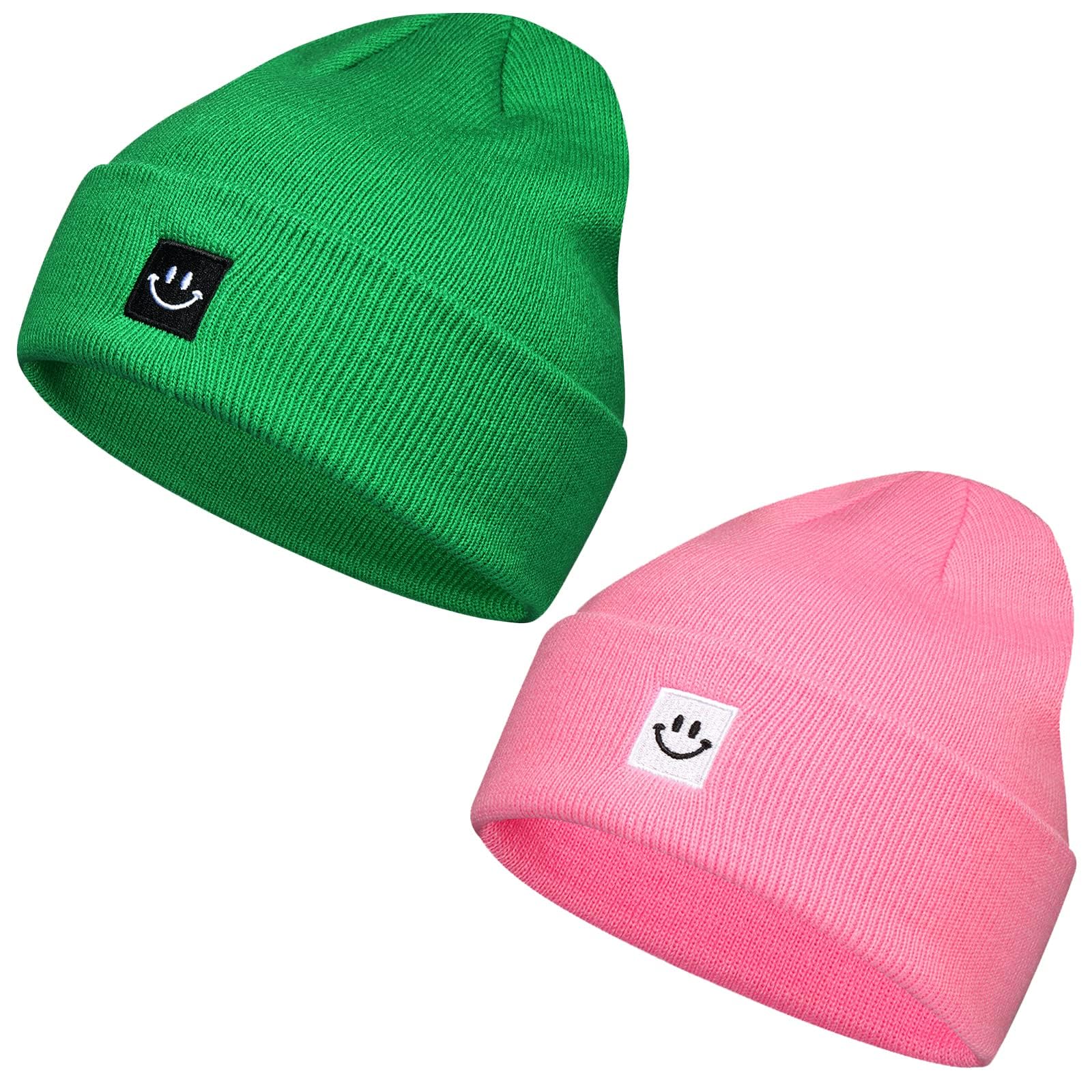 AzoneeSmile Face Winter Beanie Hats for Men and Women Stretchy Warm Thick Soft Cap Slouchy Knit Hats