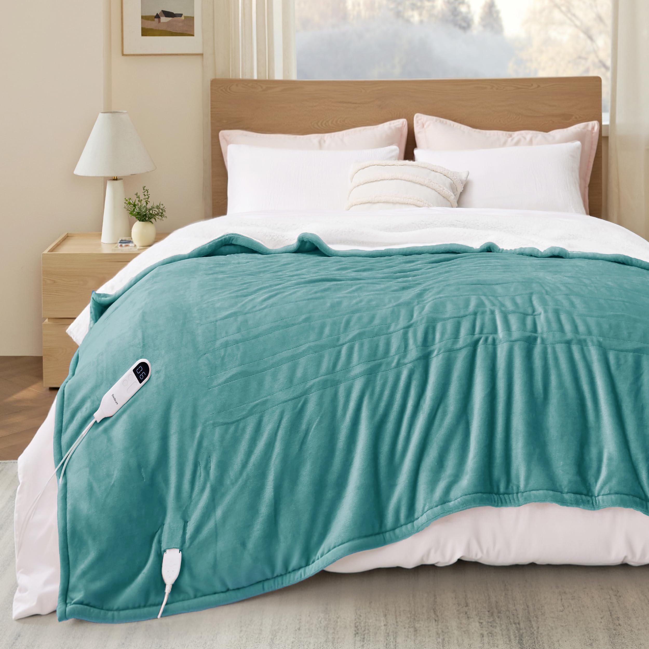 Bedsure Electric Blanket Full Size - Soft Flannel Heated Blanket Full, GentleSoft™ Fast Heating with 10 Time Settings &amp; 6 Heat Settings, Warm Gifts for Women Grandma (72x84 inches, Teal)