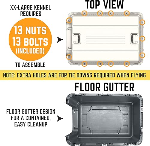 Miniatura 6 de SportPet Designs Perreras de plástico, Jaulas de viaje para perro, de plástico con ruedas, con puerta de alambre, talla XXL
