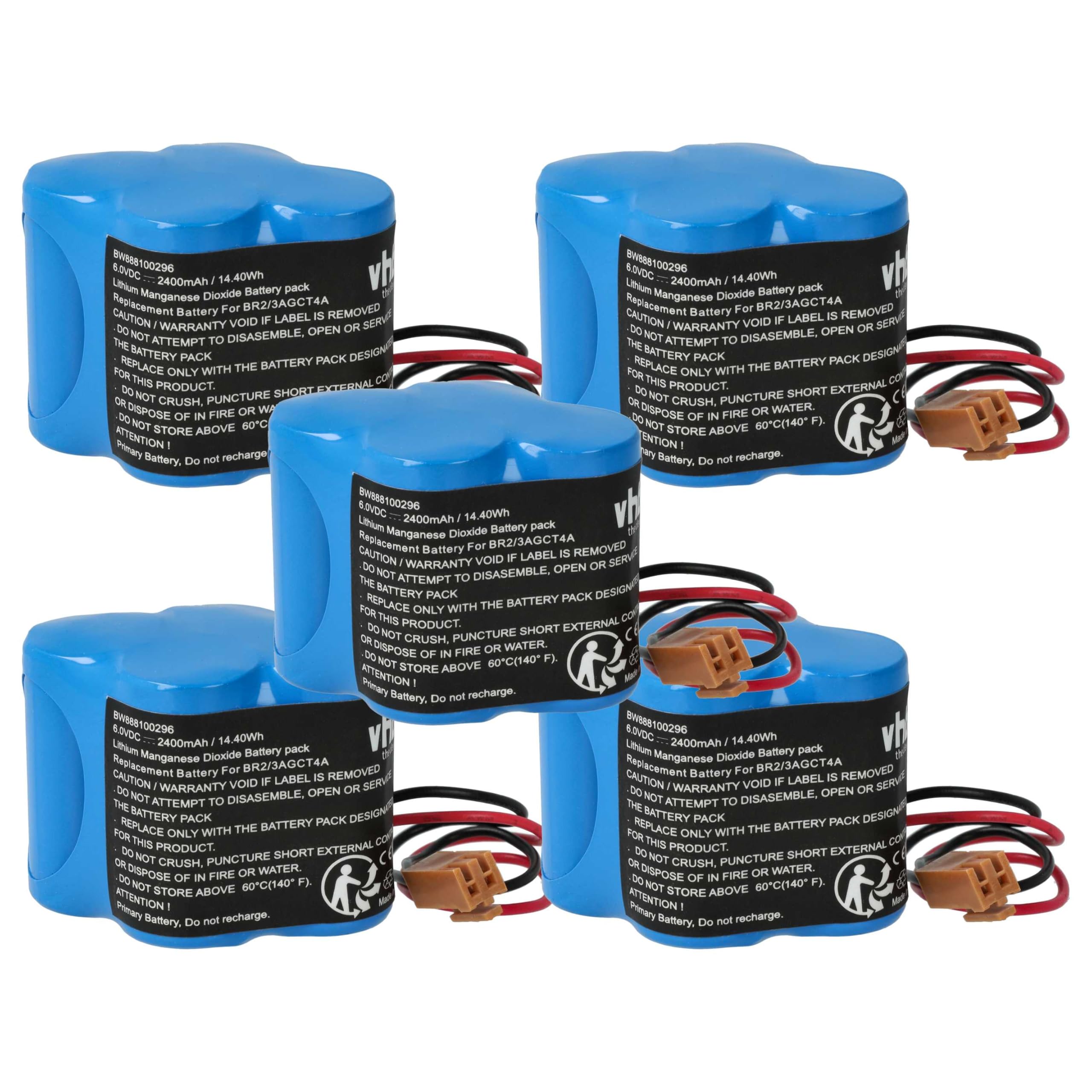vhbw 5X batería reemplaza Dantona Matt Pack (con Conector marrón) para Controlador de periférico (2400 mAh, 6 V, Li-MnO2)