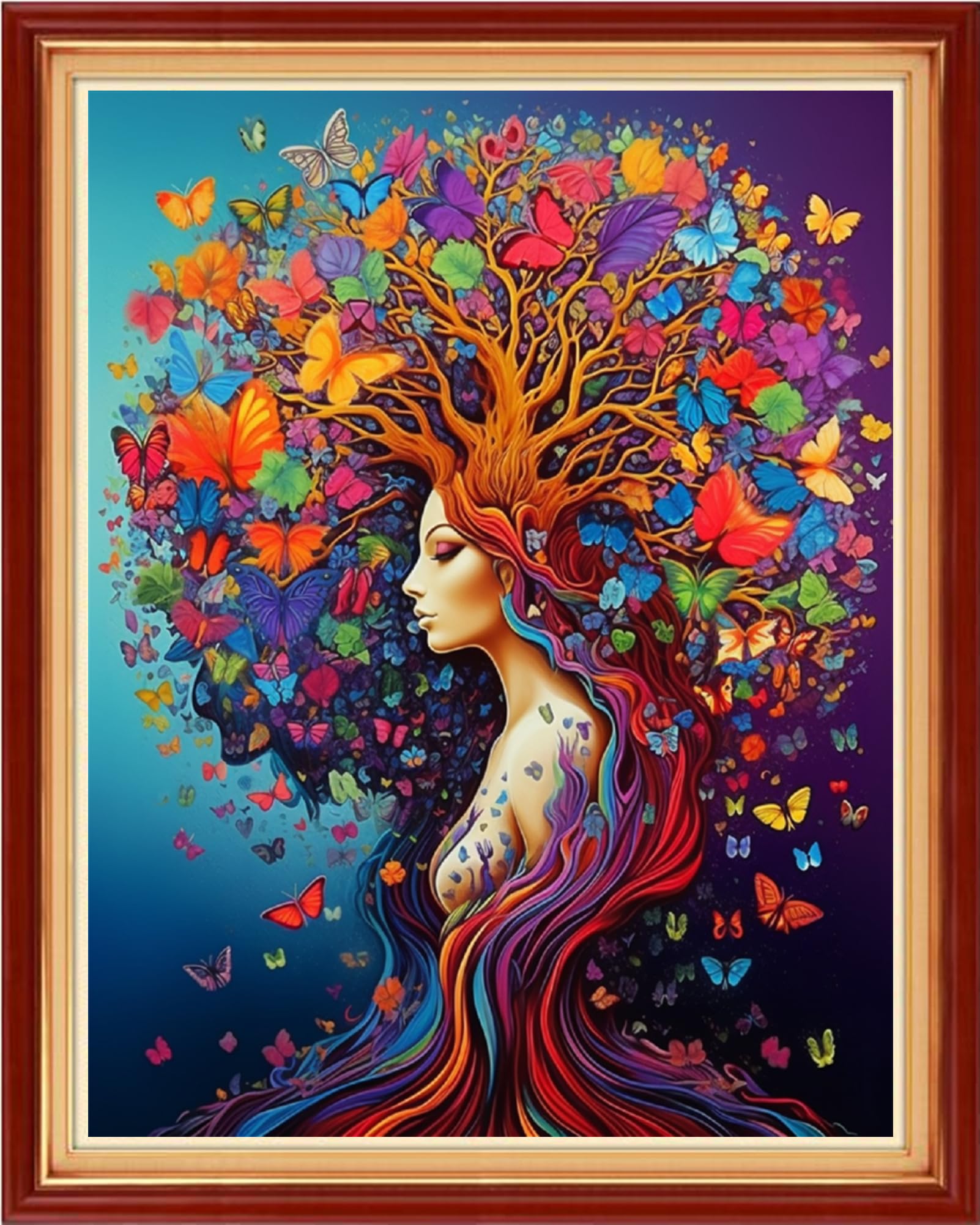 Redxing Stamped Cross Stitch Kits Full Range of Embroidery Starter Kits- Needlepoint Counted Cross Stitch Kits for Beginner Adults 11CT Printed Embroidery Kit-Butterfly Girl 16x20 inch
