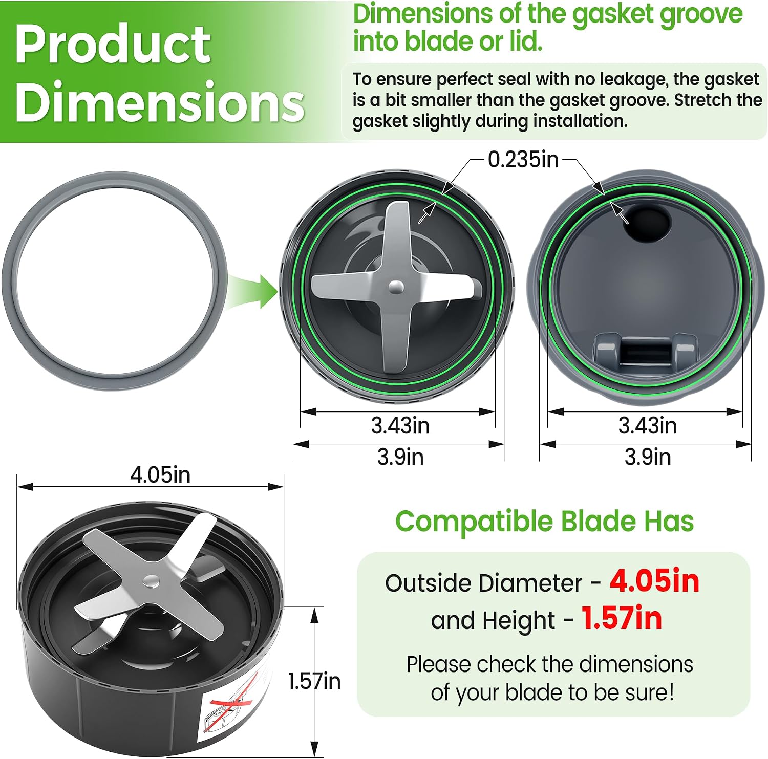 2-Pack Gaskets Replacement Rubber Seal Rings for Nutribullet Blender 900 Series 600W and 900W, Nutribullet Replacement Part Accessories