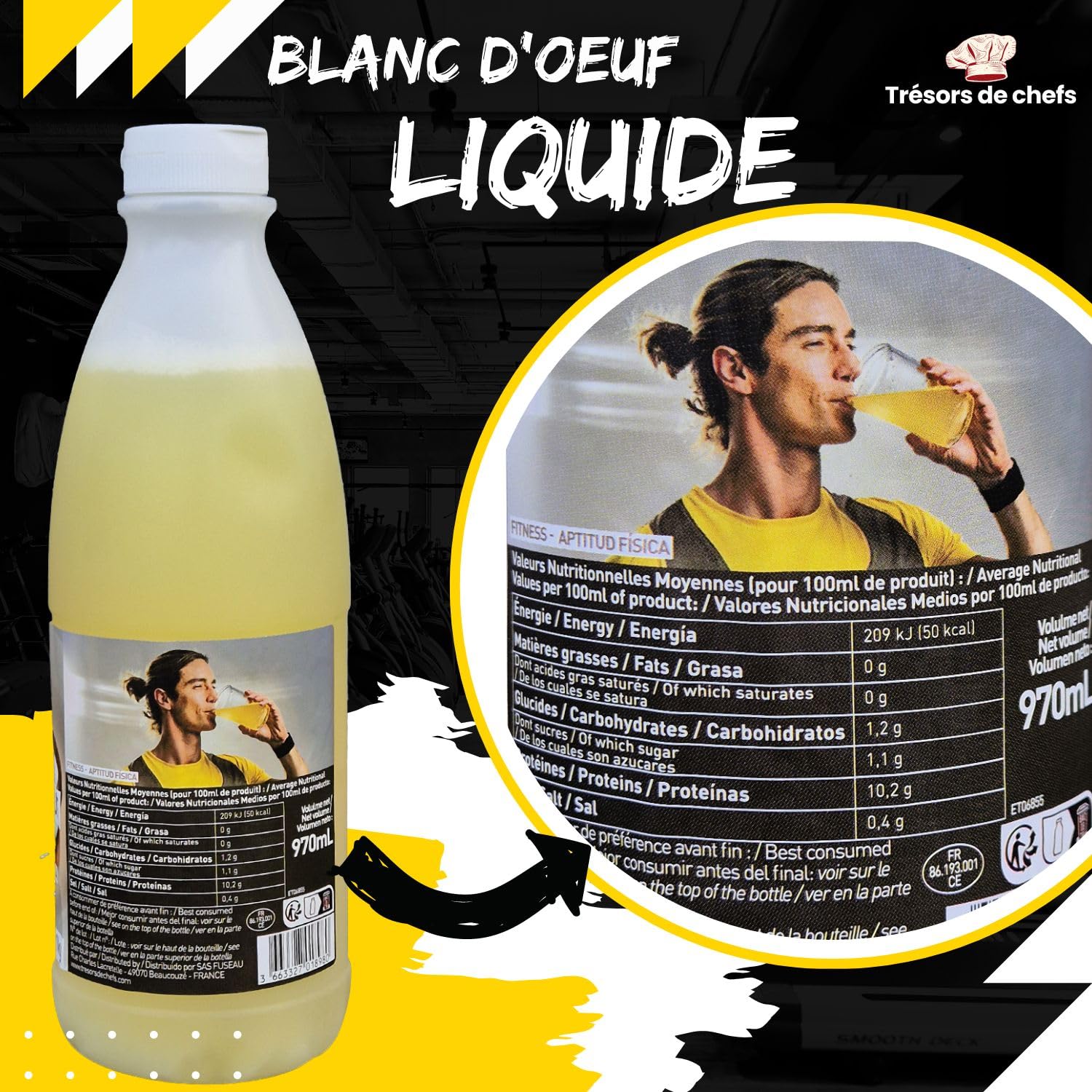 Blancs D'oeuf 1L | Œufs | Sans additif, ni conservateur 100% Naturelle Elevage En Plein Air 1 bouteille de 1L
