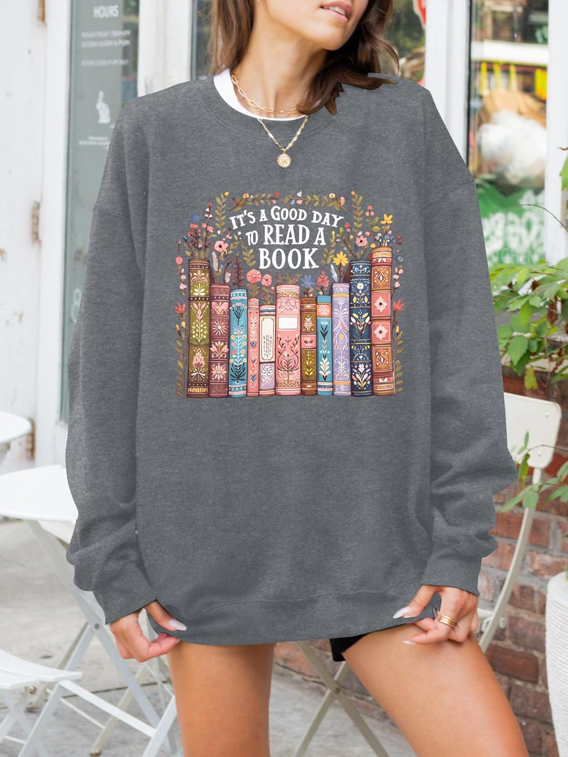 MNLYBABY Book Sweatshirts Women Graphic: It's a Good Day to Read Book Shirts Bookish Teacher Reading Lovers Tops - Image 4