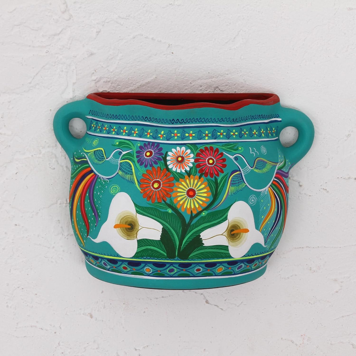 NOVICA Artisan Handmade Ceramic wall Art 'Garden Vase'