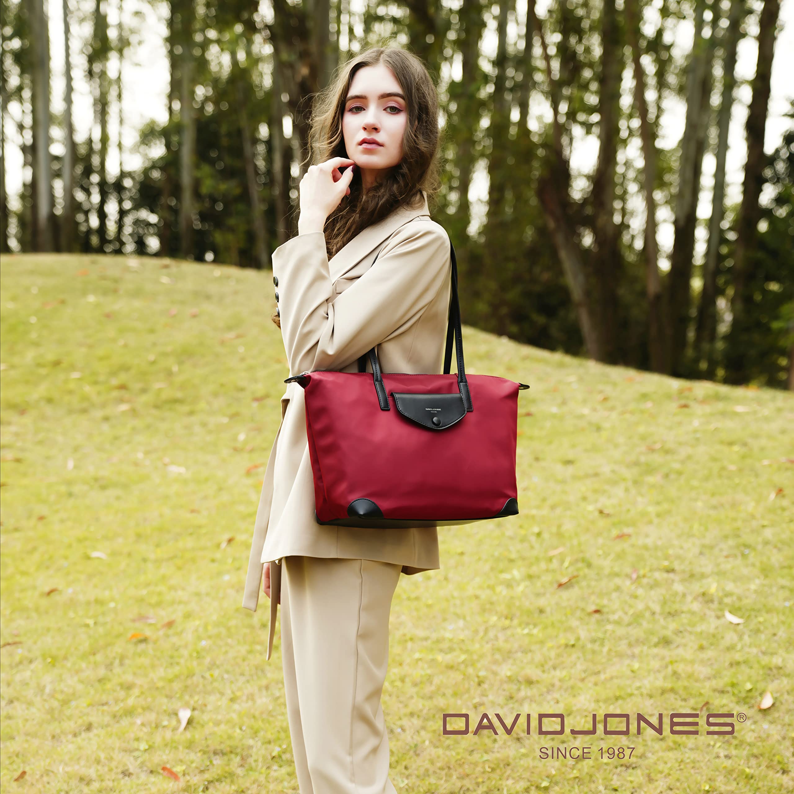 David Jones - Borsa Tote Nylon Impermeabile Donna - Shopper Bag Pieghevoli - Borsa a Spalla Tracolla Shopping - Borsa a Mano Capiente Elegante - Borsetta Grande Capacità Moda Viaggio Quotidiana - Blu