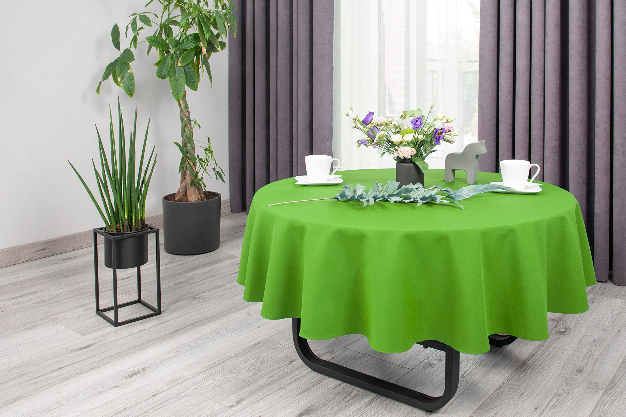 NIBLO Tablecloth, Table Runner, Table Linen, Table Decoration, Tablecloth (Celadon Green, Oval Tablecloth - 140 x 180 cm) - Image 2