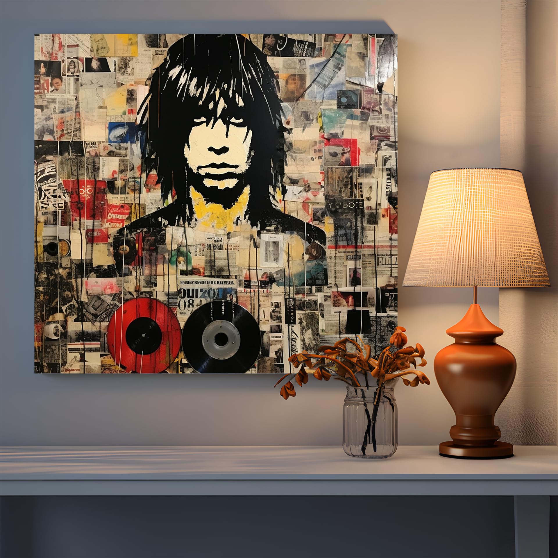 Painted Anarchy Stampa su tela mista a mosaico grunge, 50,8 x 50,8 cm