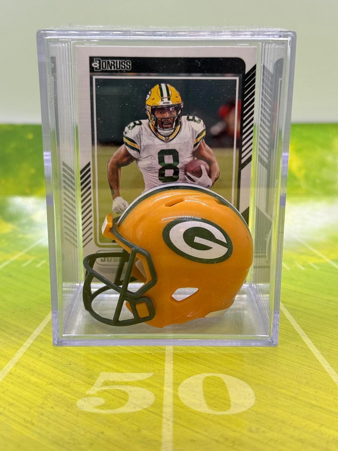 Green Bay Packers NFL Helmet Shadowbox w/Josh Jacobs card