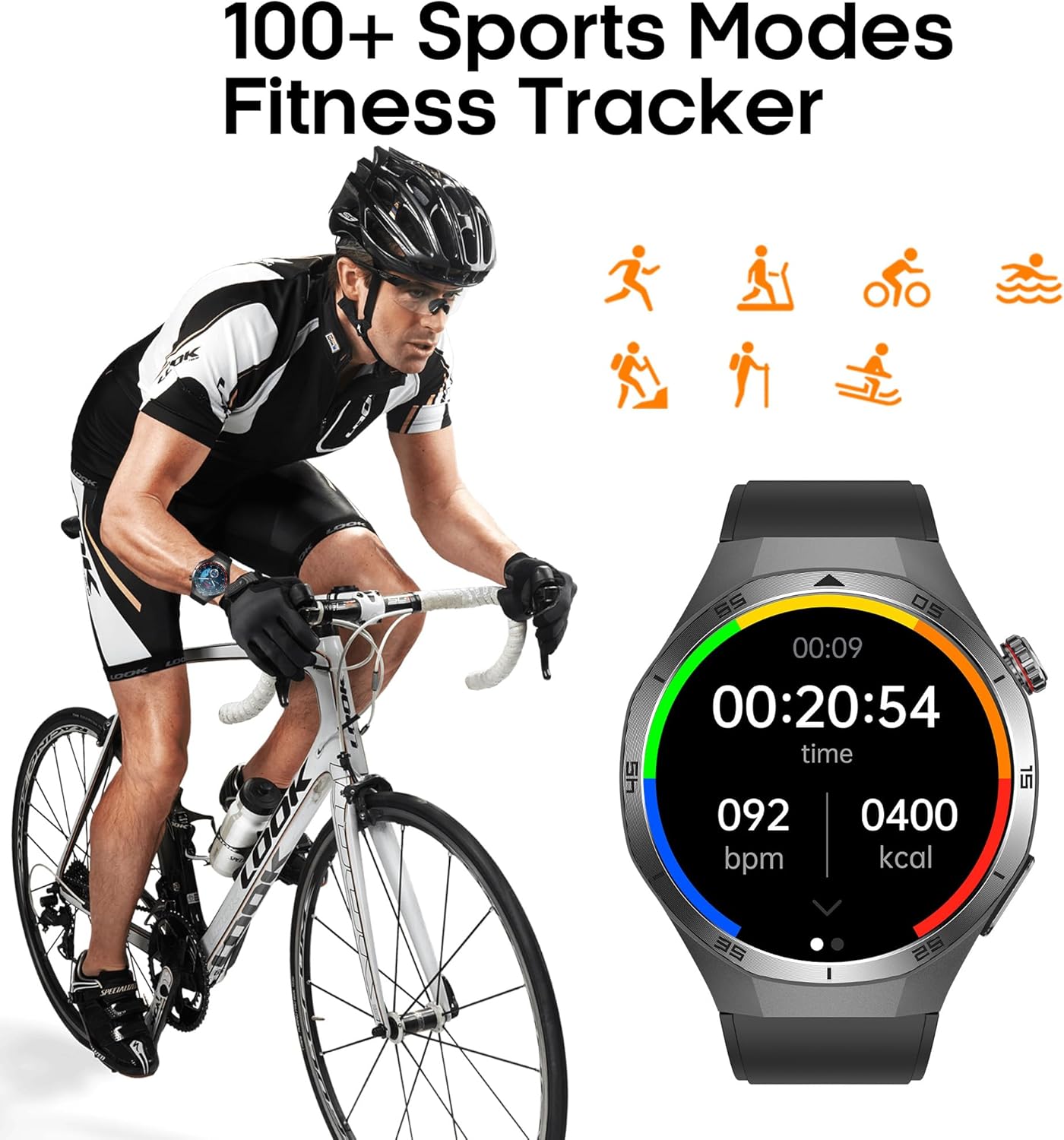 Smart Watch for Men (Answer/Make Calls), 1.56" AMOLED Fitness Tracker Watch with Heart Rate/SpO2/Blood Pressure/Sleep Tracker, 100+ Sports Modes, IP68 Waterproof Pedometer for Android/iOS