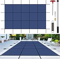 CIDNN 16x32ft Rectangle Inground Pool Safety Cover - Durable Mesh Winter Cover with Installation Kit, Blue