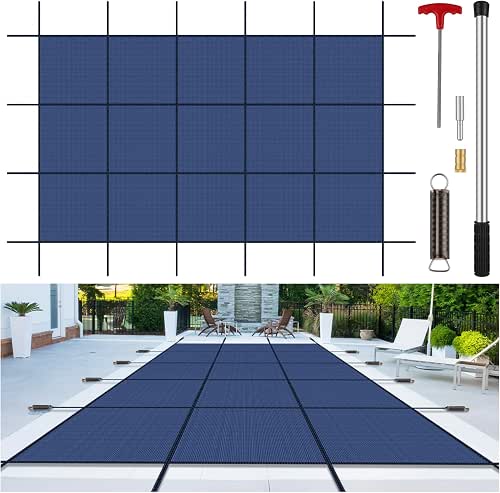 Inground Pool Cover Safety Fits Rectangle Swimming Pool, Mesh Solid