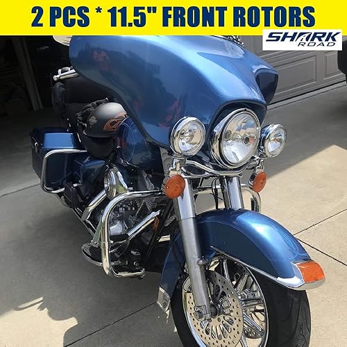 Miniatura 8 de SHARKROAD 2 rotores delanteros para sistema de frenos Harley Davidson, dos rotores delanteros de 11.5 pulgadas para rueda delantera Harley Touring