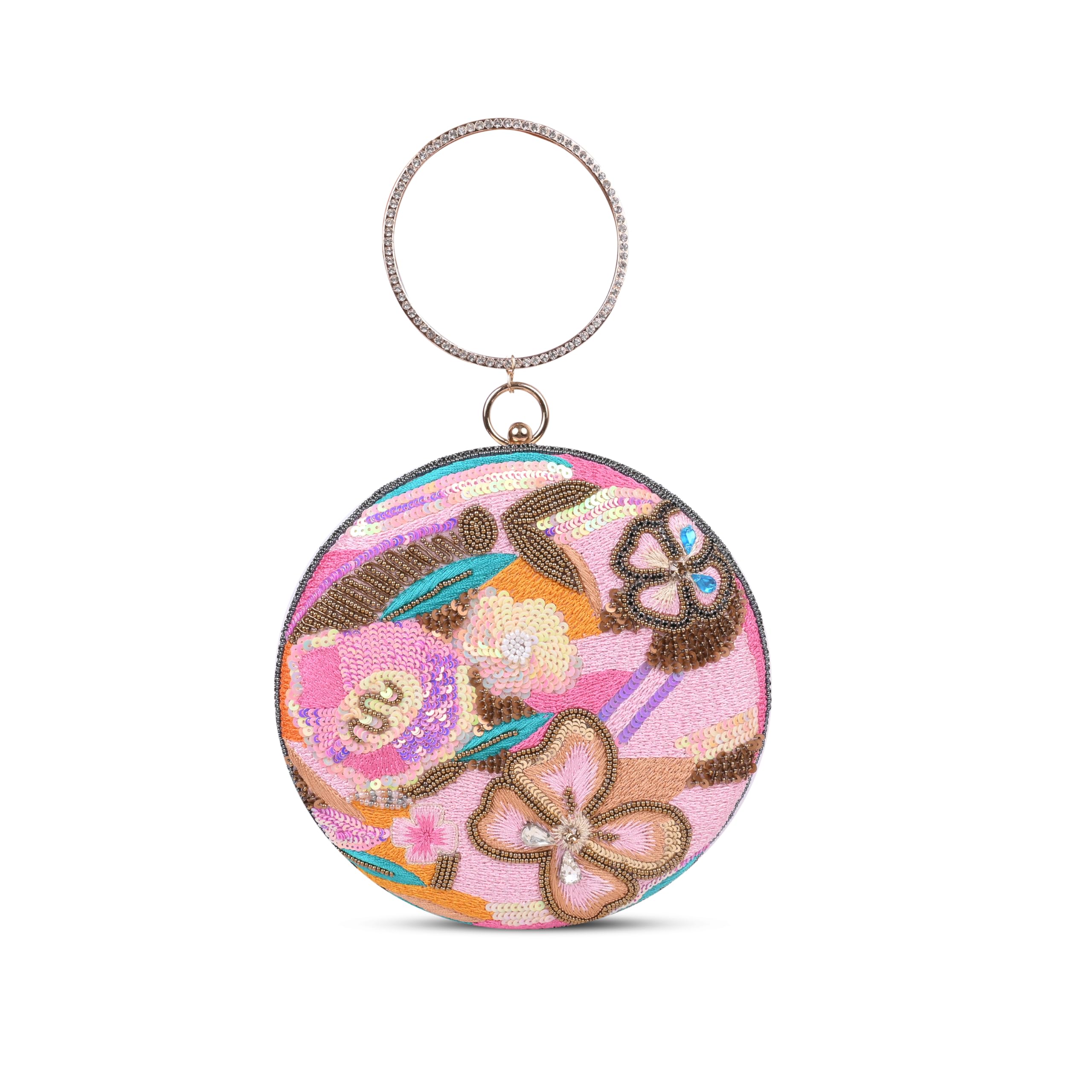 umera clutch wristal pink clutch girls and womans party clutch ladies wallet evening bag wiyh fashionable round corners work beads floral design-image-12