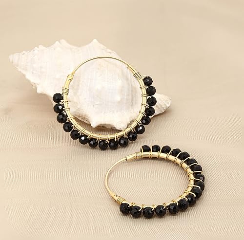 Miniatura 2 de Gempires - Aretes de cristal con cuentas naturales, hechos a mano, hipoalergénicos, sin deslustre, chapados en oro, aretes colgantes