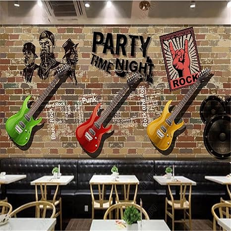 Amazon ヨーロッパの手描きのギターの壁紙工業用装飾絵画バーktv背景壁紙壁画壁紙3d 150cmx105cm 59 1x41 3inch 壁紙