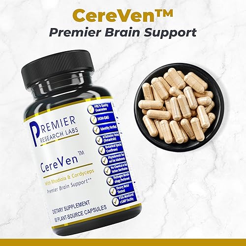 Miniatura 2 de Premier Research Labs CereVen - Suplemento cerebral herbario para memoria y concentración con Rhodiola Rosea, suplemento de Rhodiola Rosea para