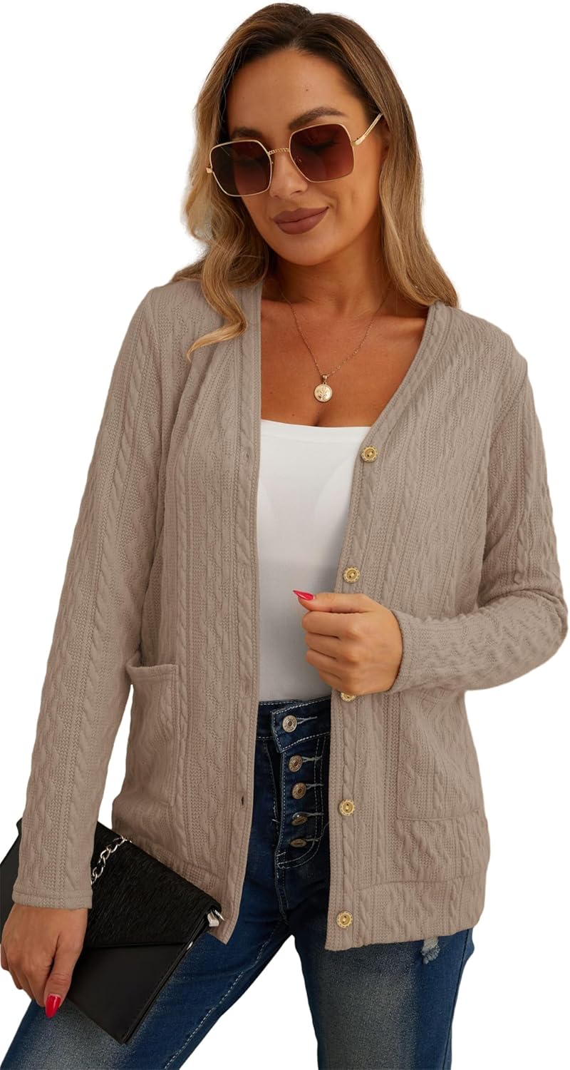 GRECERELLE Women's Lightweight Cardigan Sweater Casual Long Sleeve Knit Cardigan Open Front Outwear Jacket with Pockets - Image 8