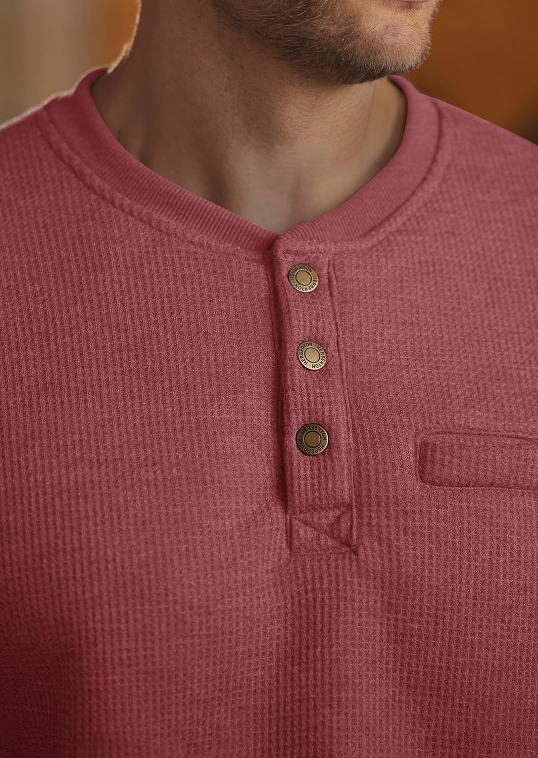 Mens Waffle Sherpa-Lined Henley Shirts Long Sleeve Thermal Pullover Casual Winter Workwear (S-XXL) - Image 7