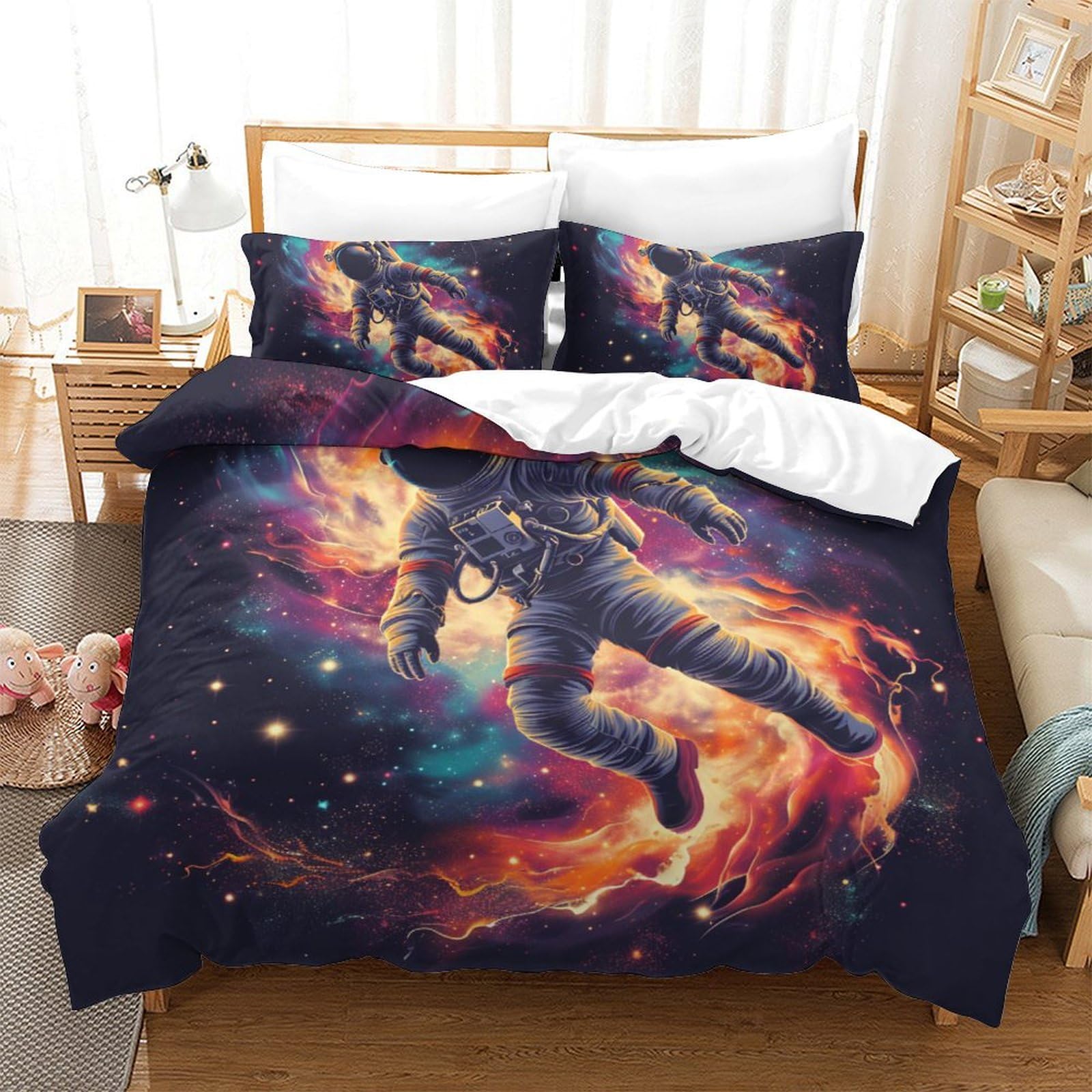 Housse de couette astronaute 3D pour chambre d'enfant et ado King