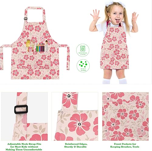 Vista 65 de BeeGreen Delantales de cocina para niños con correa ajustable, con bolsillo frontal para niños pequeños, pintores, artistas horneados negro