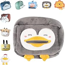 Stylish Velvet Car Tissue Box Holder for Car Animal Faces Cute Cartoon Multifunctional Portable Car Tissue Paper Holder for Car Interior Decoration Accessories (Penguin)