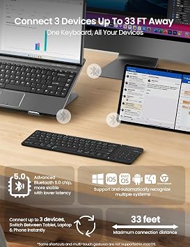 Nillkin Foldable Bluetooth Keyboard with Touchpad & Number Pad, Black