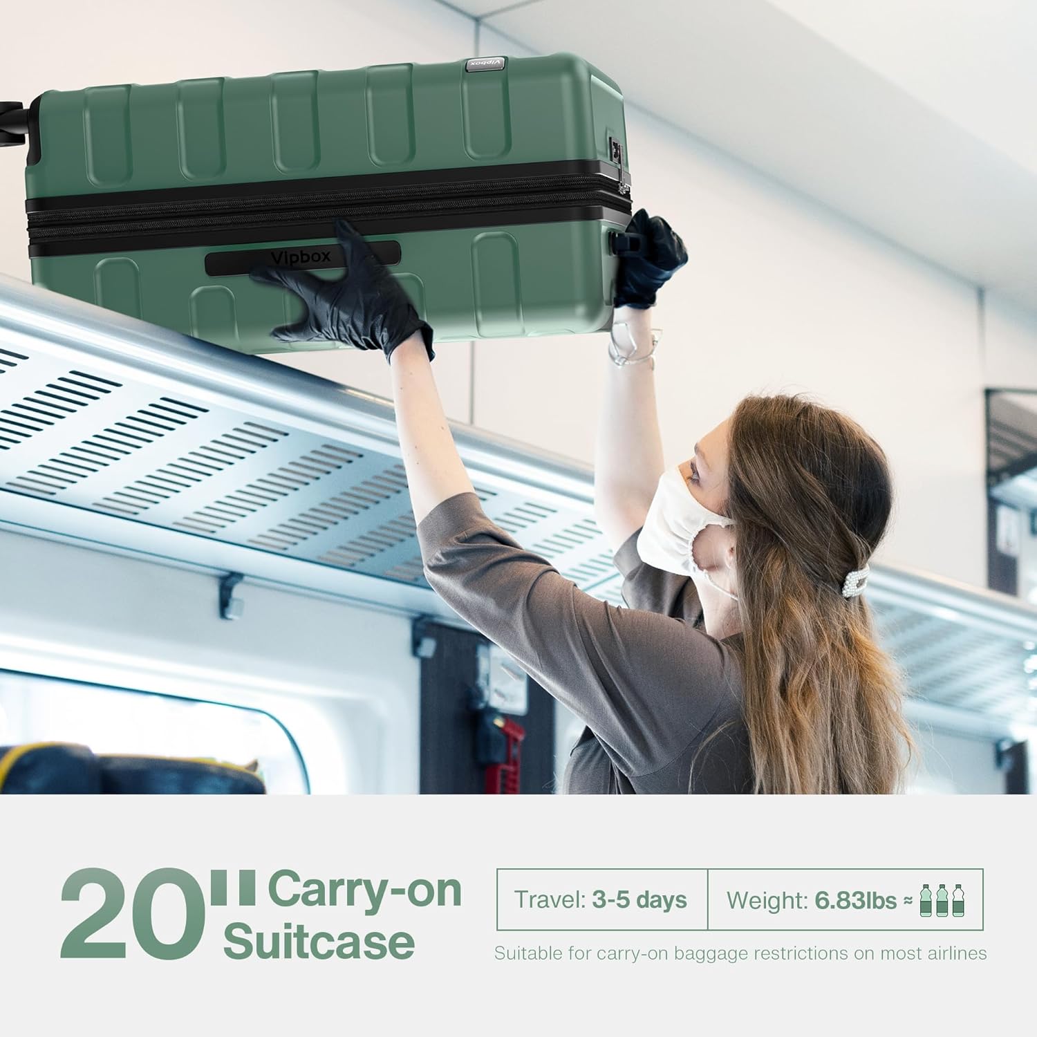 Luggage Sets 2 Piece 20+28 Inch (3-YEARS VIP SERVICE) Hardside Lightweight Premium Polycarbonate Beautiful Travel Suitcase with Wheels x1 TSA Approved Lock for Women Men Sisters, Purple/Green