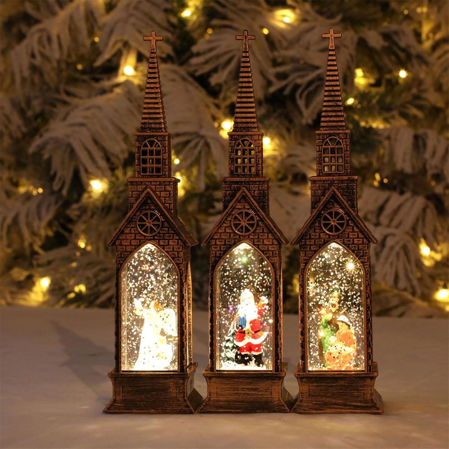 Bright Water Filled Bronze Lights with LED Lighting for Seasonal Home Styling Bronze Finish Water Filled Lights Decoration