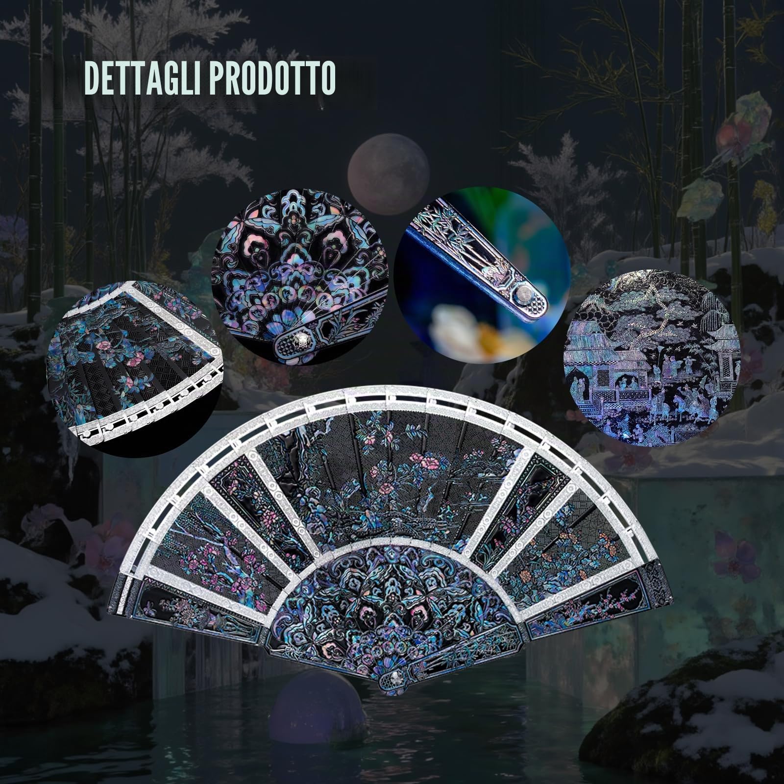 Piececool Metal Puzzle 3D Metallo Ventaglio Pieghevol, Modellini per Acciaio Inossidabile, Modellismo da Costruire Adulti Accessori Accoglienti per la Casa,Blu Navy