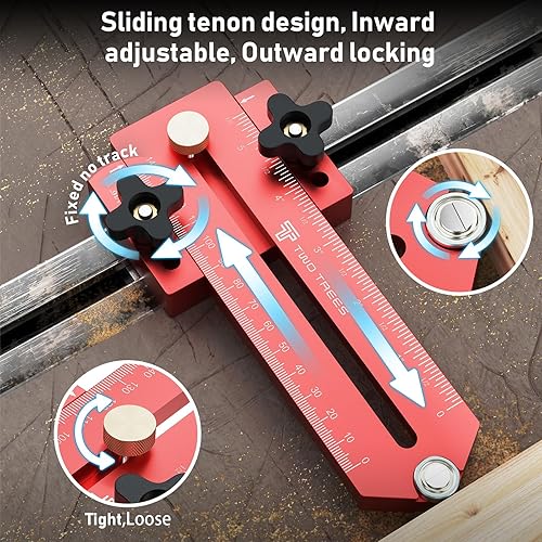 Miniatura 5 de Twotrees Thin Rip Jig, guía de plantilla de sierra de mesa extendida, accesorios para sierra de mesa para hacer cortes repetitivos de tira estrecha