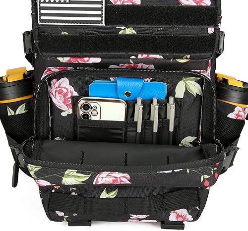 Miniatura 4 de KXBUNQD Mochilas tácticas militares para hombres Molle Daypack 45L 3 días paquete de asalto bolsa mochila grande con sistema Molle bolsa, Peonía